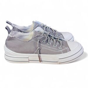 Very G Aman Dove Gray Canvas Fashion Sneakers Bling Sparkle Laces Slip On Sz 7